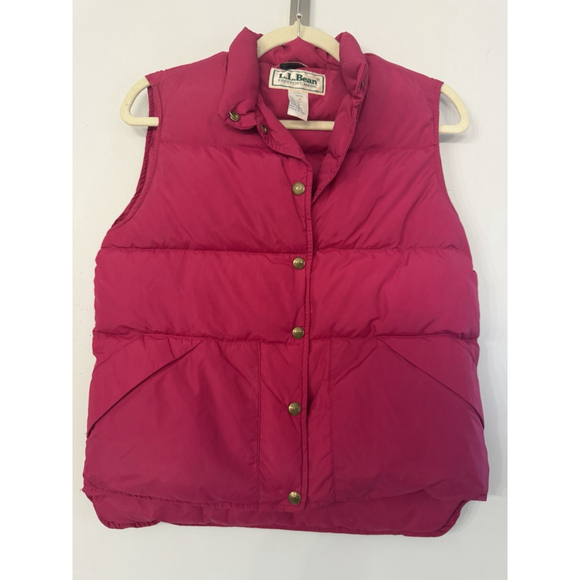 L.L. Bean Jackets & Blazers - VTG LL Bean Puffer Vest Womens Small Pink Quilted Goose Down Snap Up USA Made